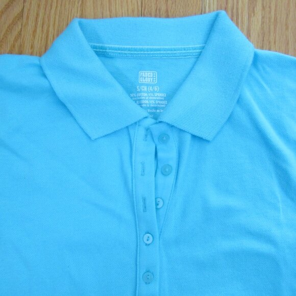 FADED GLORY WOMEN'S 'S SIZE S (4 / 6) POLO SHIRT AQUA SWIMMER BLUE TOP NWT - Picture 2 of 7